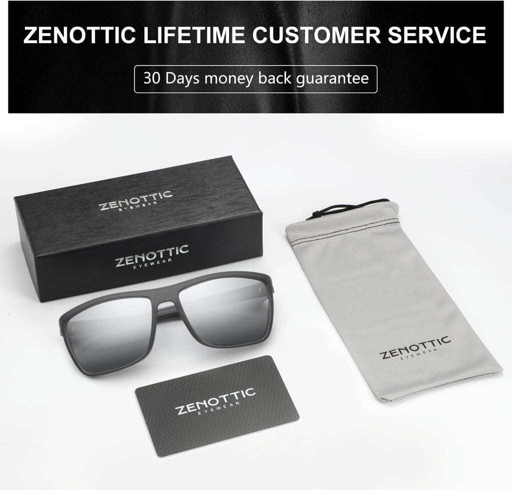 ZENOTTIC Polarized Sunglasses for Men Lightweight TR90 Frame UV400 Protection Square Sun Glasses