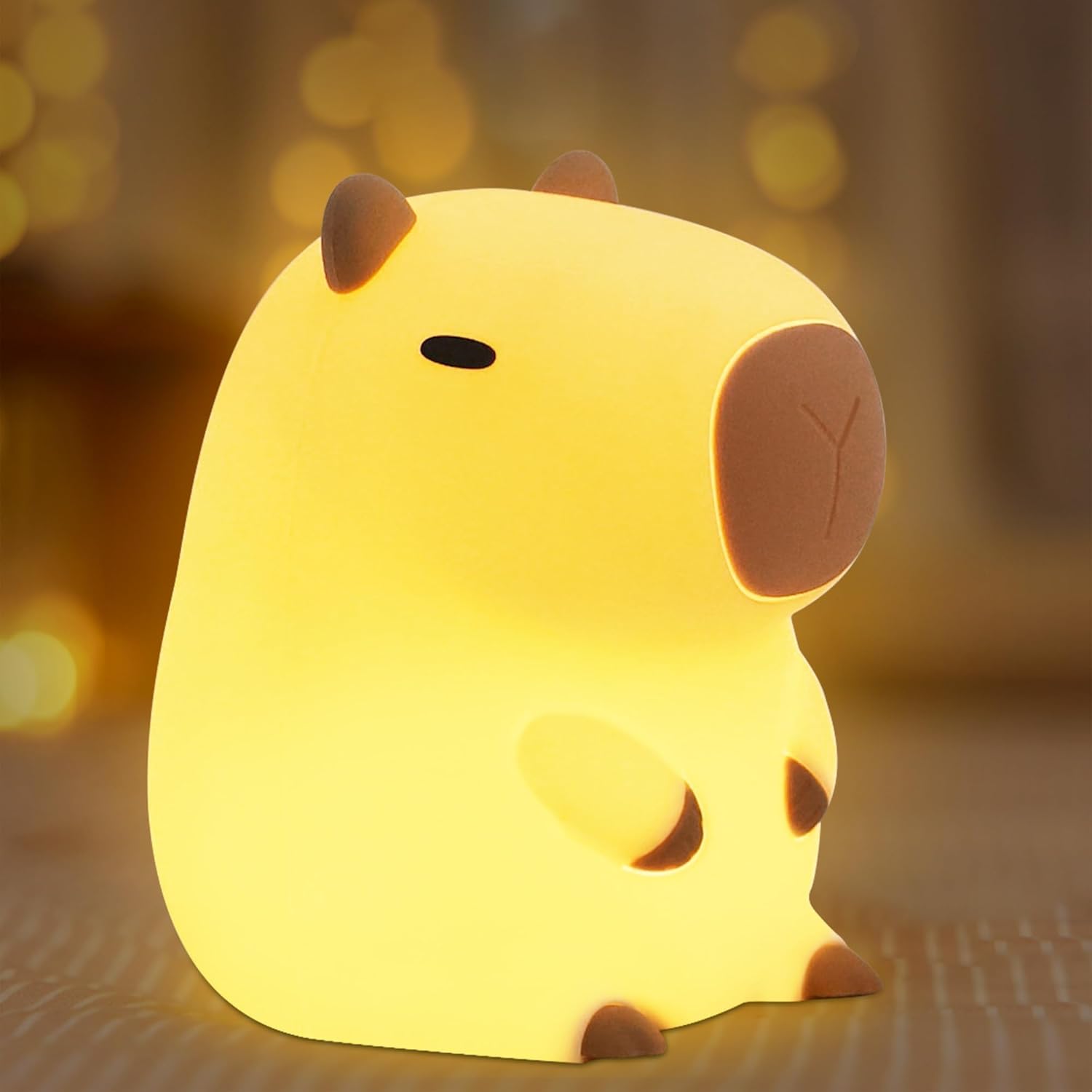 FULLOSUN Capybara Night Light, Cute Animal Soft Silicone LED Touch Lamp with Dimmable and Timer, Portable Rechargeable Toddler Bedroom Bedside Table Decor, Birthday Xmas Gifts for Kid Baby Boy Girl
