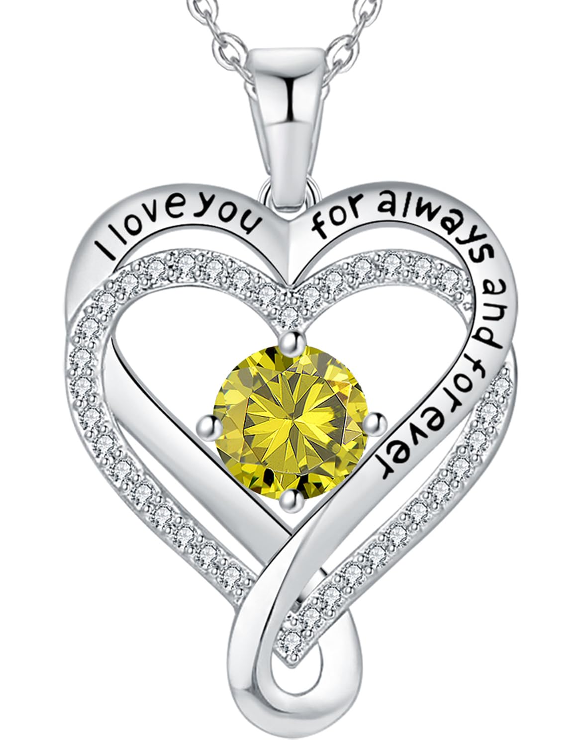 Jewelry for Women Wife Infinity Heart Birthstone I Love You Necklace S925 Anniversary Women Necklaces for Her Wife Birthday Gift Ideas, Birthday Present for Girlfriend Mom Daughter Sterling Silver