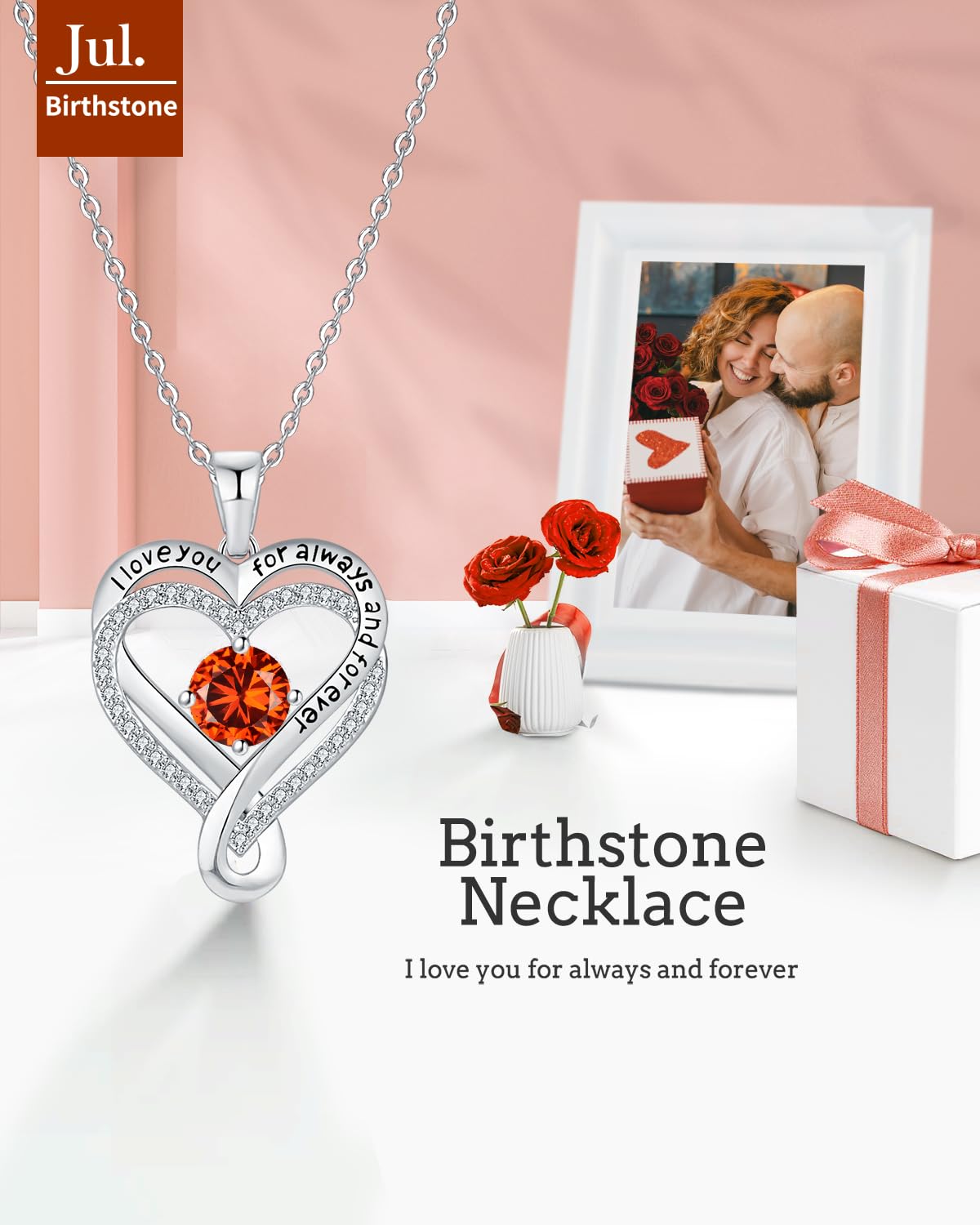 Jewelry for Women Wife Infinity Heart Birthstone I Love You Necklace S925 Anniversary Women Necklaces for Her Wife Birthday Gift Ideas, Birthday Present for Girlfriend Mom Daughter Sterling Silver