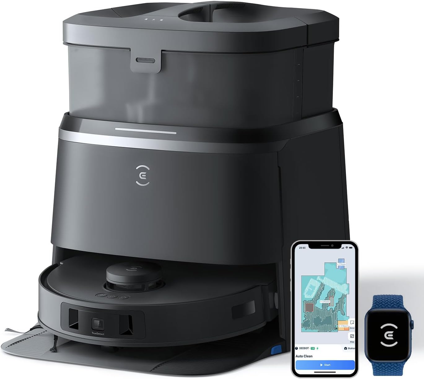 ECOVACS DEEBOT N20 Plus Robot Vacuum Cleaner and Mop,8000Pa Strong Suction,7-Week Dust Storage,Bagless Dust Bin,PureCyclone Tech,ZeroTangle Brush,300 Minutes Runtime