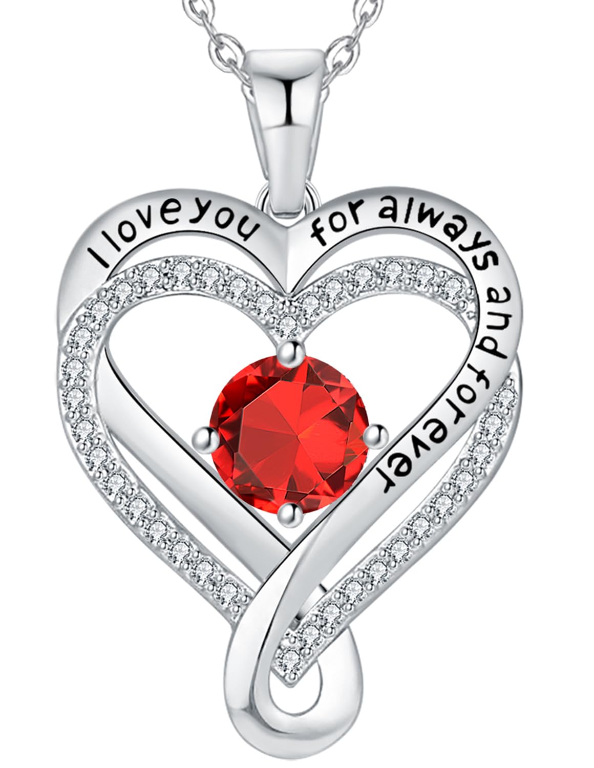 Jewelry for Women Wife Infinity Heart Birthstone I Love You Necklace S925 Anniversary Women Necklaces for Her Wife Birthday Gift Ideas, Birthday Present for Girlfriend Mom Daughter Sterling Silver