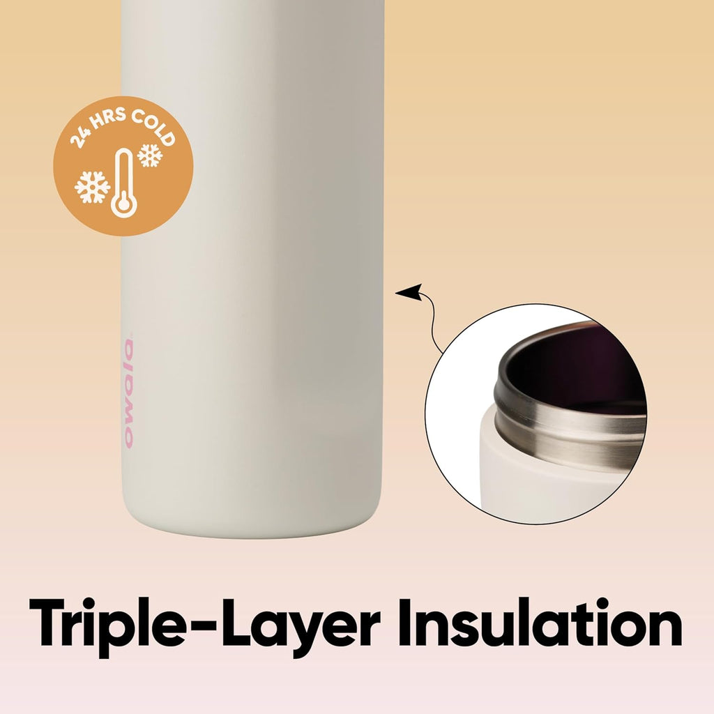 Owala FreeSip Insulated Stainless Steel Water Bottle with Straw, BPA-Free Sports Water Bottle, Great for Travel, 32 Oz, Shy Marshmallow