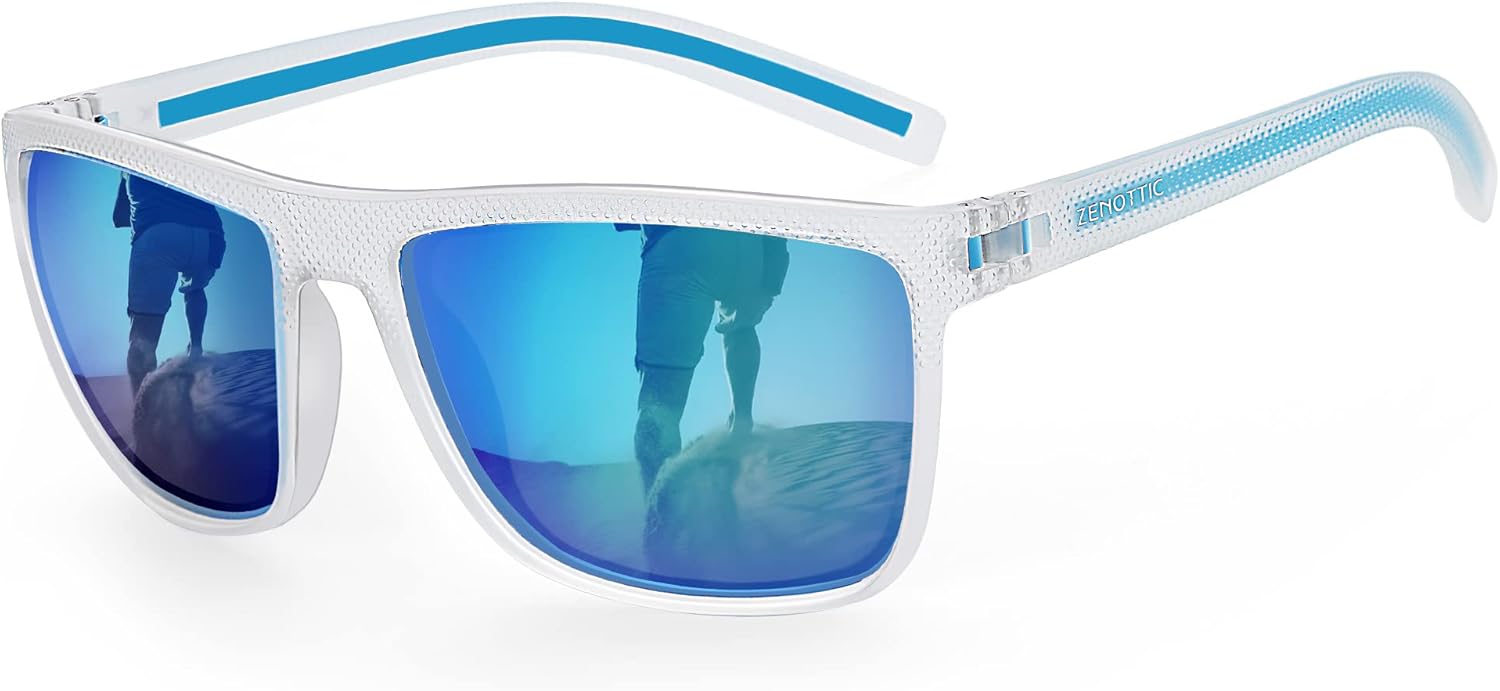 ZENOTTIC Polarized Sunglasses for Men Lightweight TR90 Frame UV400 Protection Square Sun Glasses