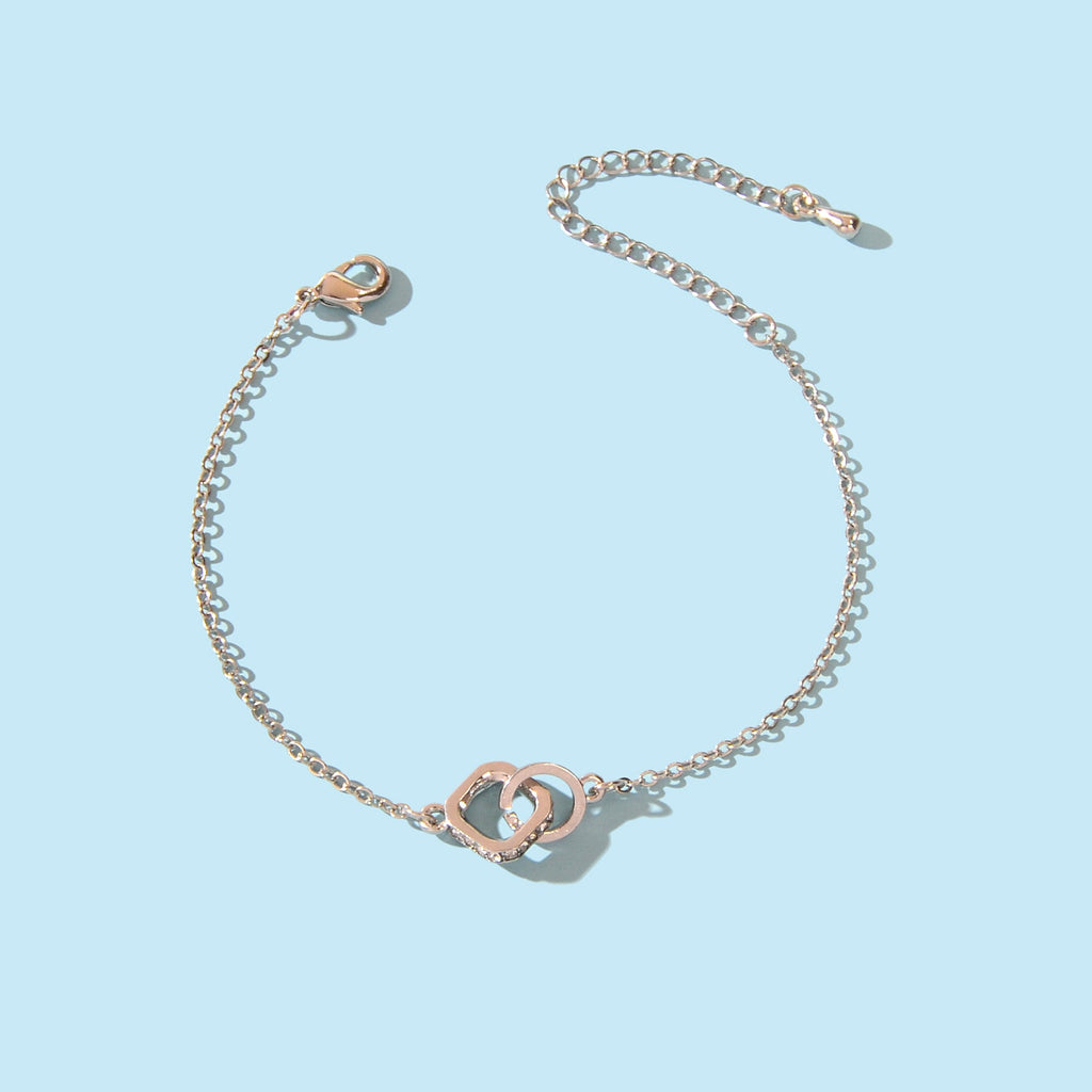 Trendy Jewelry Rhinestone Square Circle Silver Chain Bracelets for Wedding Party-4