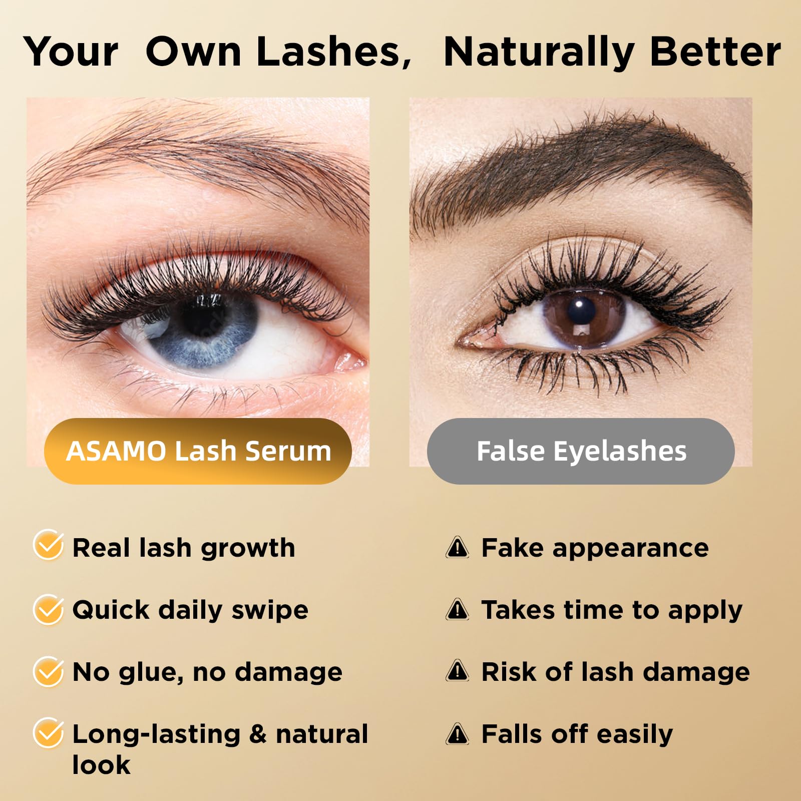 Eyelash Growth Serum – 15 Plant Extracts for Longer, Denser & Robust Lashes,Boosts Natural Lash Development,eyelash serum,Enhance Natural Beauty, Hypoallergenic Oil Free,lash growth serum（PURE GOLD）