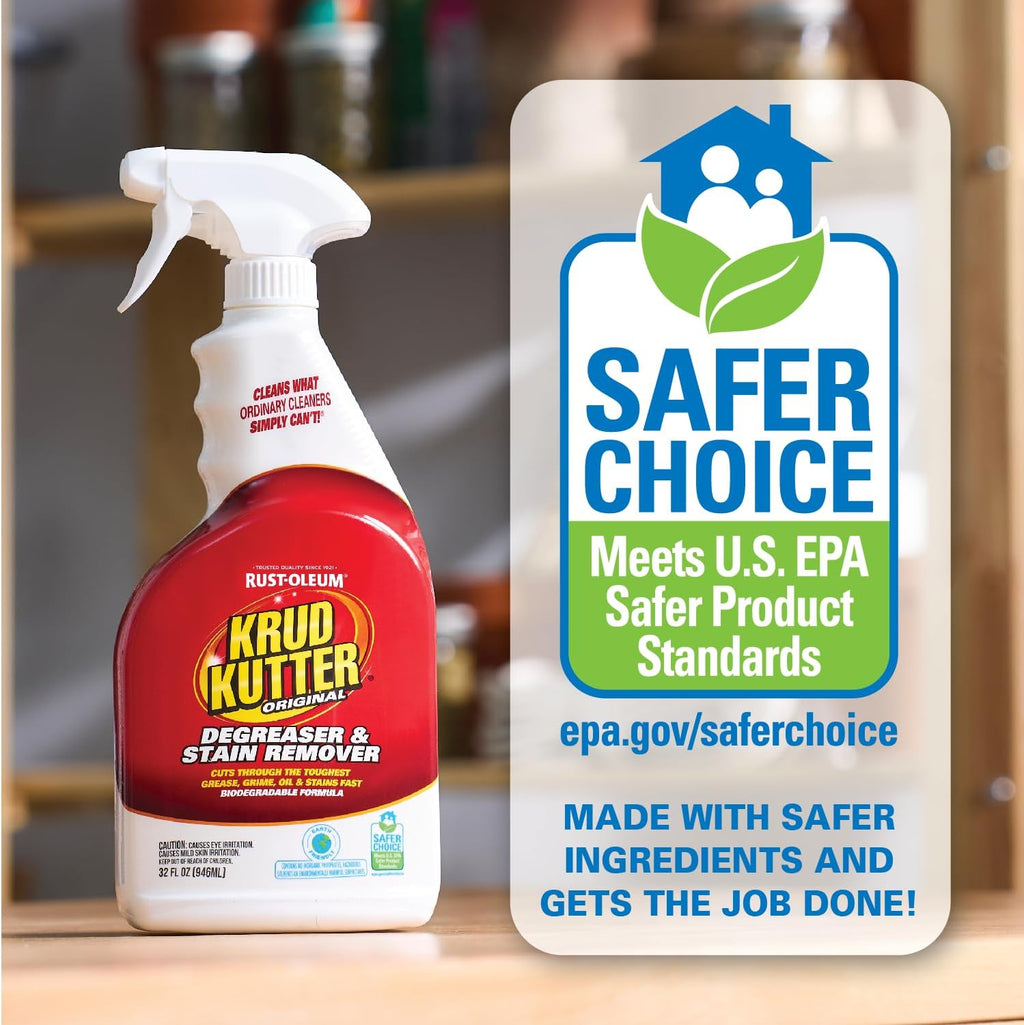 Krud Kutter Original Cleaner & Degreaser – All-Purpose, Biodegradable Stain Remover for Grease, Grime, Paint, & Tar, Safe for Use on Appliances, Walls, Upholstery & More, 3.78 Litre