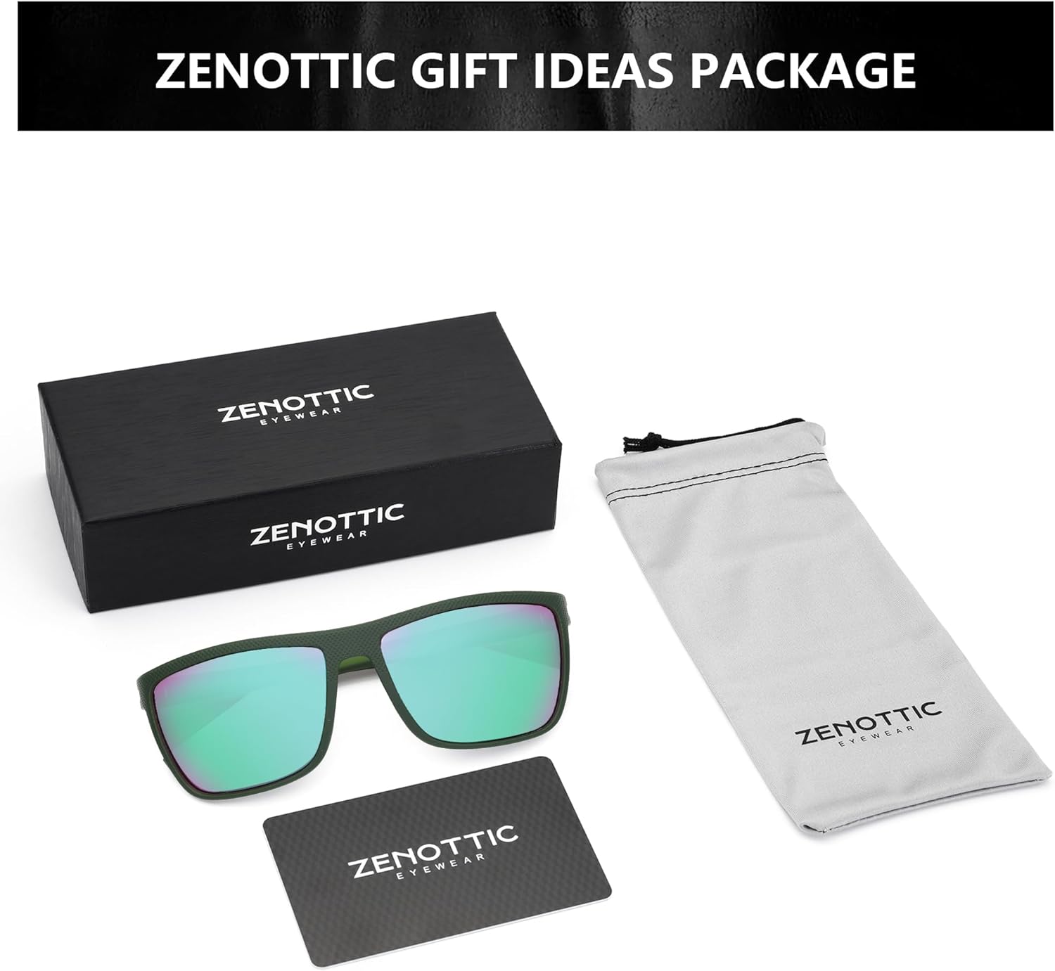 ZENOTTIC Polarized Sunglasses for Men Lightweight TR90 Frame UV400 Protection Square Sun Glasses