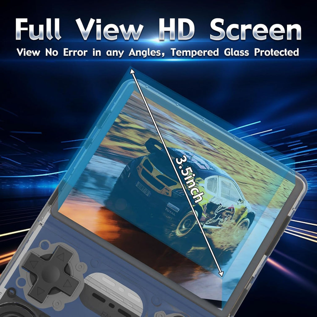 R36s Retro Gaming Console 3.5 Inch 21000+ Games Retro Handheld Game Console, Video Game Console with Dual Stylem Linux/Garlic Supports & Dual 3D Joysticks -128G -Purple