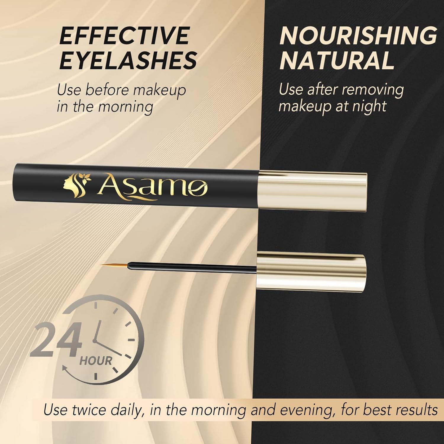 Eyelash Growth Serum – 15 Plant Extracts for Longer, Denser & Robust Lashes,Boosts Natural Lash Development,eyelash serum,Enhance Natural Beauty, Hypoallergenic Oil Free,lash growth serum（PURE GOLD）