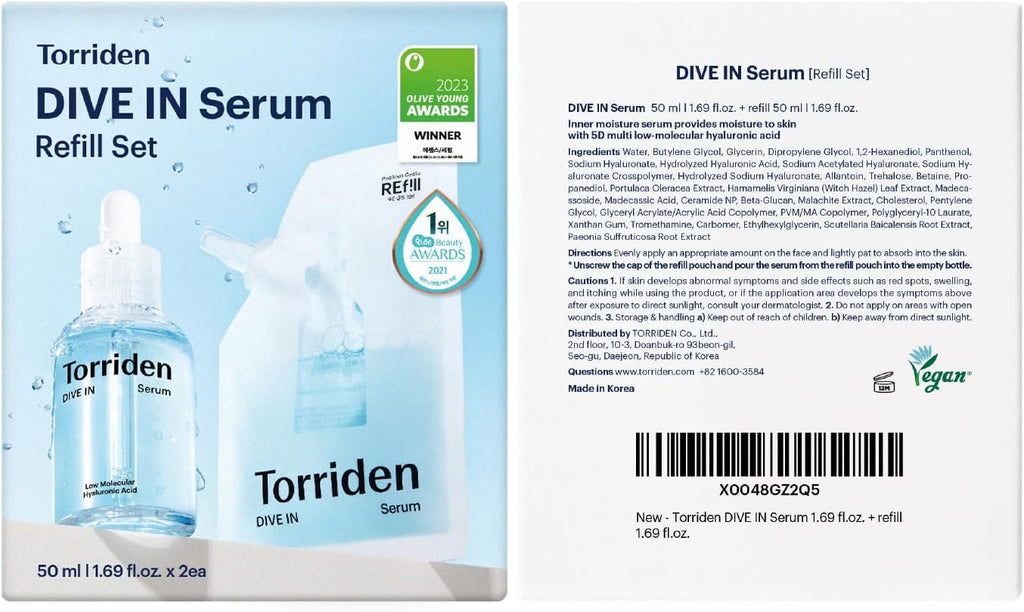 Torriden DIVE IN Hyaluronic Acid Serum 50ml (1.69 fl.oz.) | Deep Hydration to Get Glow Skin | Hyaluronic Acid, Panthenol, Allantoin | Korean Facial Serum