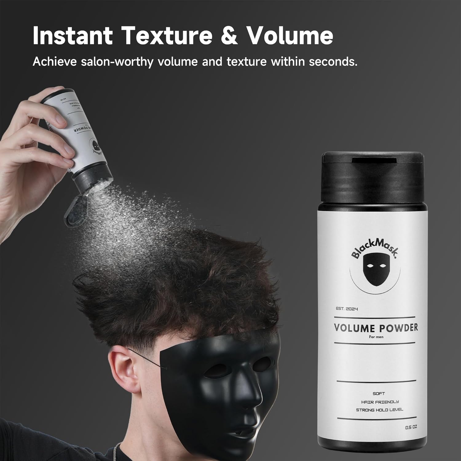 BlackMask Texture Powder for Men, Easy to Apply - Instantly Adds Texture & Volume, All-Natural Ingredients, Strong Hold, Hair Powder for Men