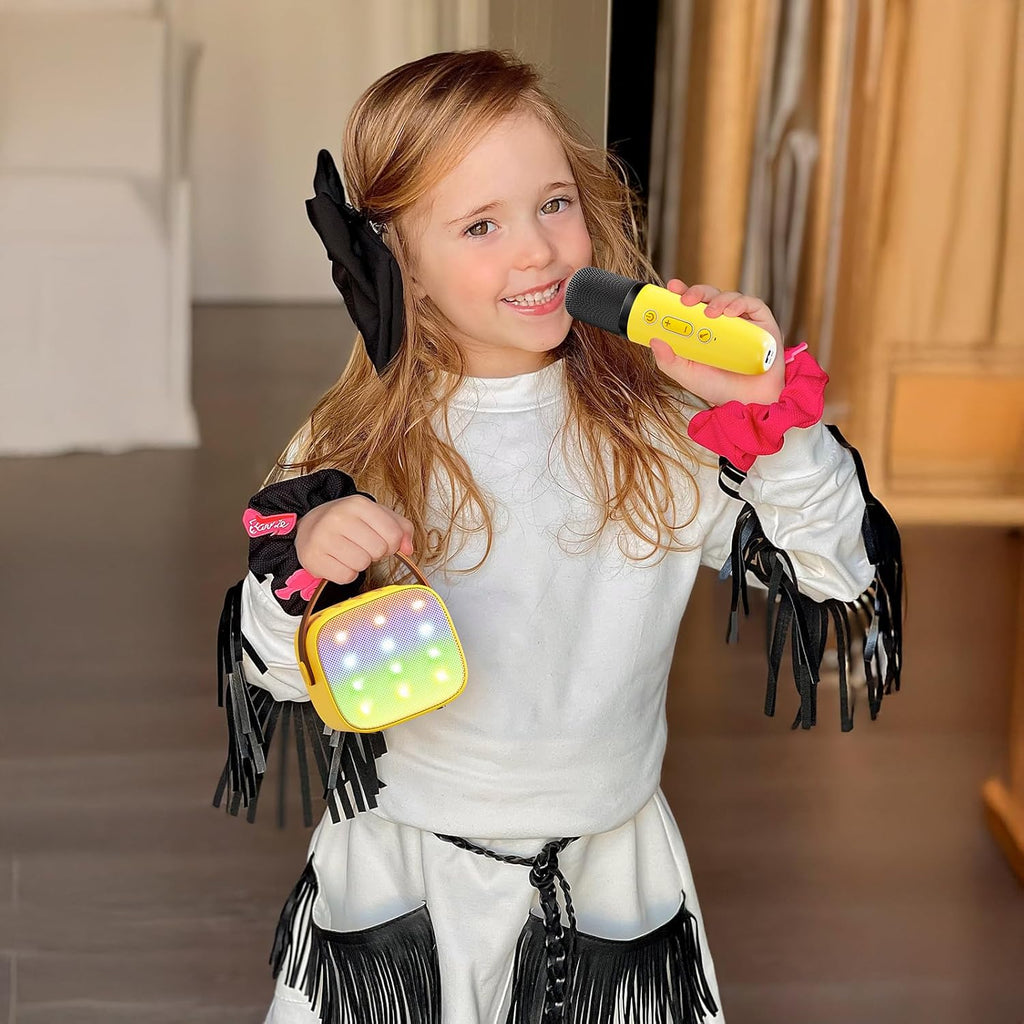 YLL Mini Karaoke Machine for Kids Adults, Portable Bluetooth Speaker with 2 Wireless Microphones,Toys Birthday Gifts for Girls Ages 4, 5, 6, 7, 8, 9, 10, 11, 12+ Years Old Toddler Teens (Pink)