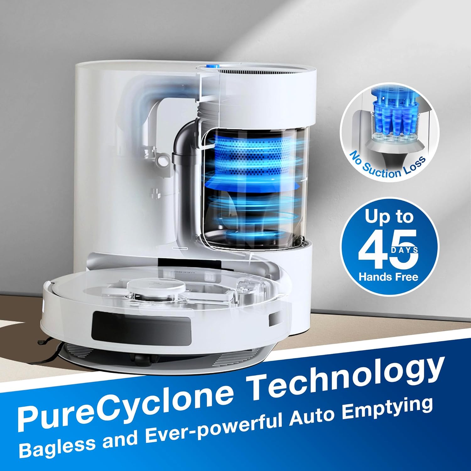 ECOVACS DEEBOT N20 Plus Robot Vacuum Cleaner and Mop,8000Pa Strong Suction,7-Week Dust Storage,Bagless Dust Bin,PureCyclone Tech,ZeroTangle Brush,300 Minutes Runtime