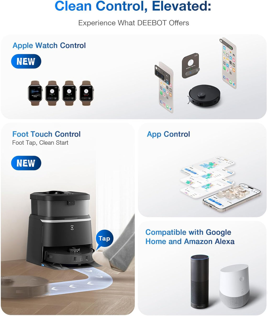 ECOVACS DEEBOT N20 Plus Robot Vacuum Cleaner and Mop,8000Pa Strong Suction,7-Week Dust Storage,Bagless Dust Bin,PureCyclone Tech,ZeroTangle Brush,300 Minutes Runtime