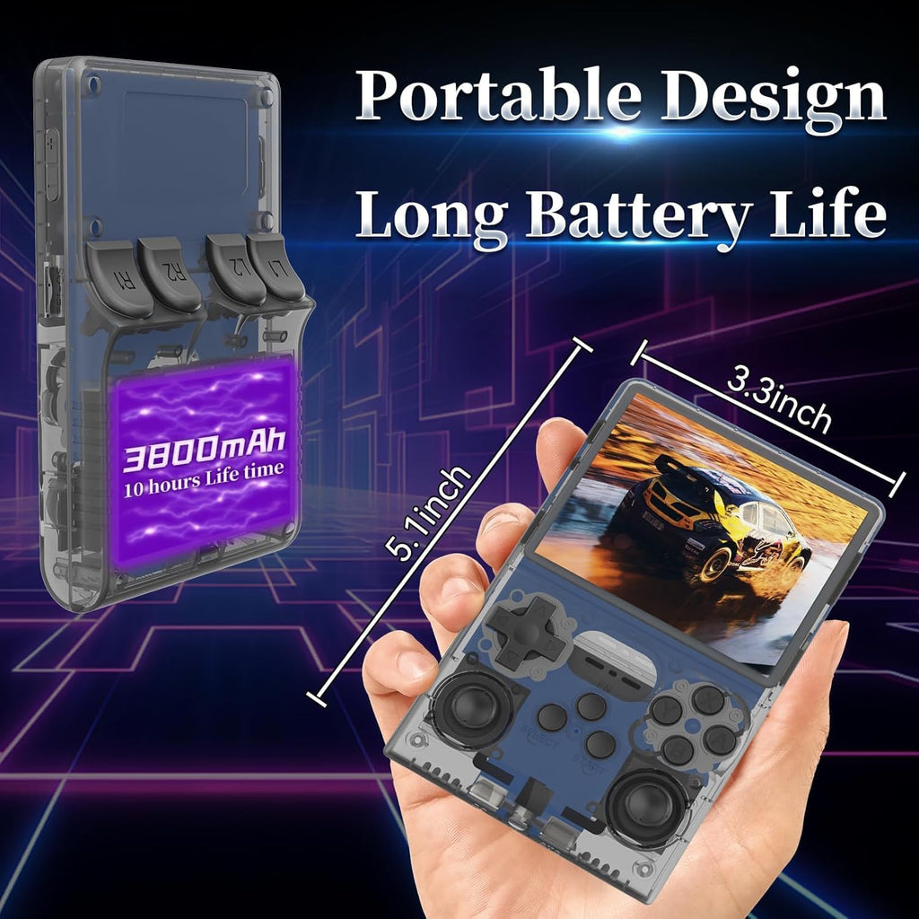 R36s Retro Gaming Console 3.5 Inch 21000+ Games Retro Handheld Game Console, Video Game Console with Dual Stylem Linux/Garlic Supports & Dual 3D Joysticks -128G -Purple