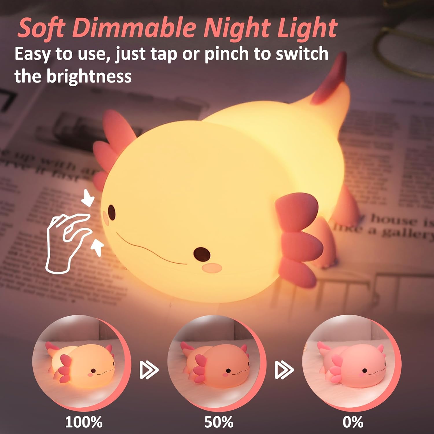 FULLOSUN Capybara Night Light, Cute Animal Soft Silicone LED Touch Lamp with Dimmable and Timer, Portable Rechargeable Toddler Bedroom Bedside Table Decor, Birthday Xmas Gifts for Kid Baby Boy Girl