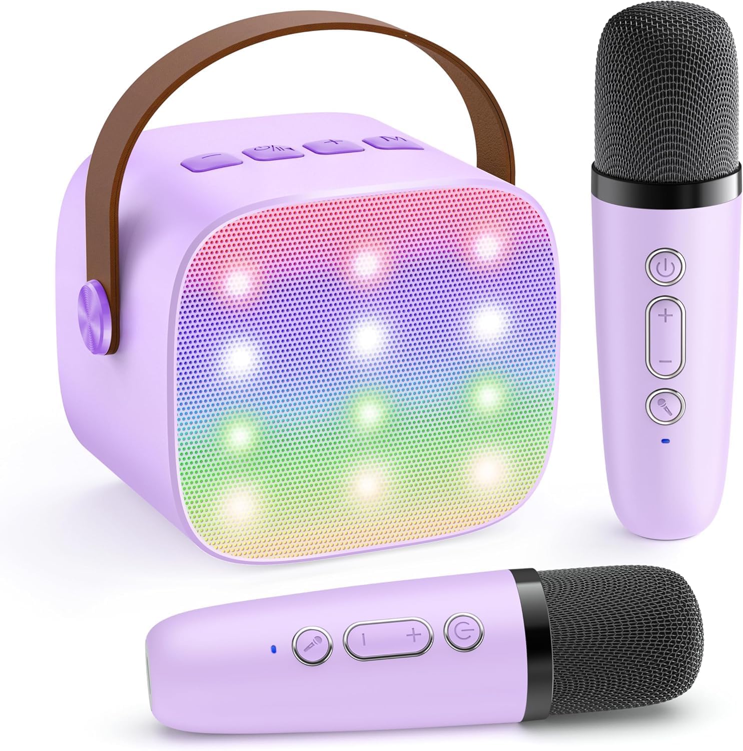YLL Mini Karaoke Machine for Kids Adults, Portable Bluetooth Speaker with 2 Wireless Microphones,Toys Birthday Gifts for Girls Ages 4, 5, 6, 7, 8, 9, 10, 11, 12+ Years Old Toddler Teens (Pink)
