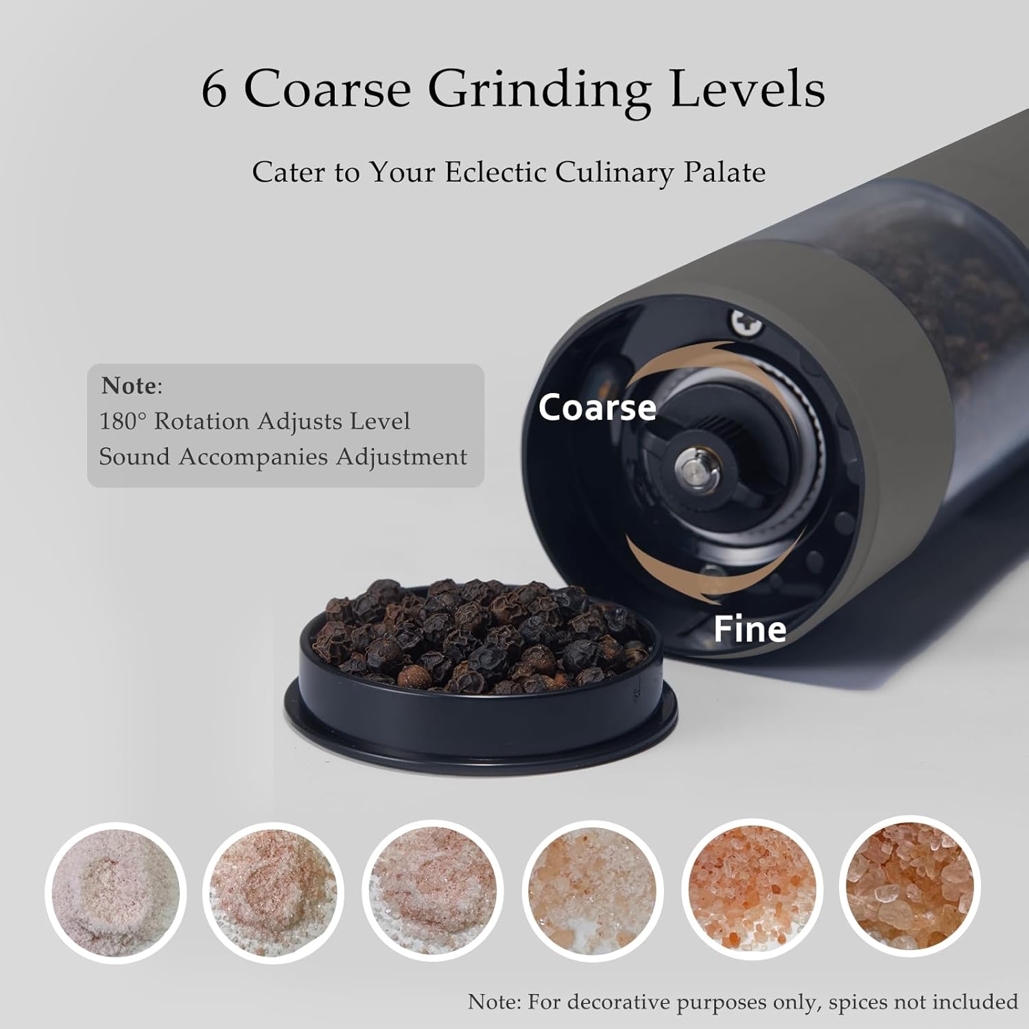 Electric Salt and Pepper Grinder Set, USB Rechargeable, Automatic Salt and Pepper Mill with Adjustable Coarseness, Electric Pepper Shakers, LED Light, Refillable, Kitchen Gadgets (2 Packs, Black)