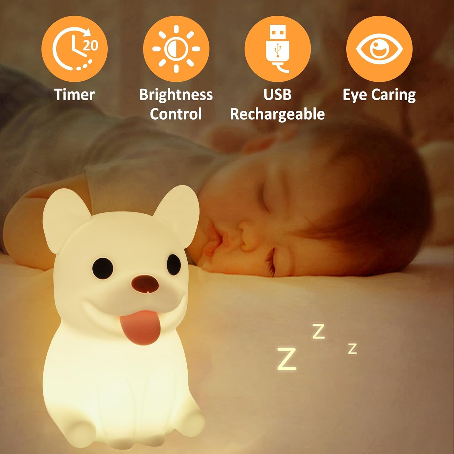 FULLOSUN Capybara Night Light, Cute Animal Soft Silicone LED Touch Lamp with Dimmable and Timer, Portable Rechargeable Toddler Bedroom Bedside Table Decor, Birthday Xmas Gifts for Kid Baby Boy Girl
