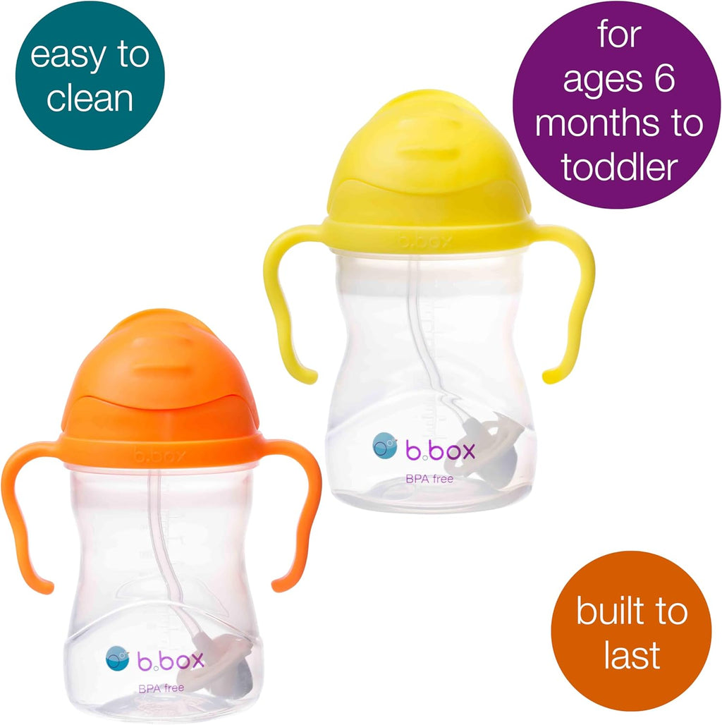 b.box Sippy Cup with Weighted Straw for 6 Month Plus Babies to Toddlers, Grape/Boysenberry, 240 ml Capacity (Pack of 2)
