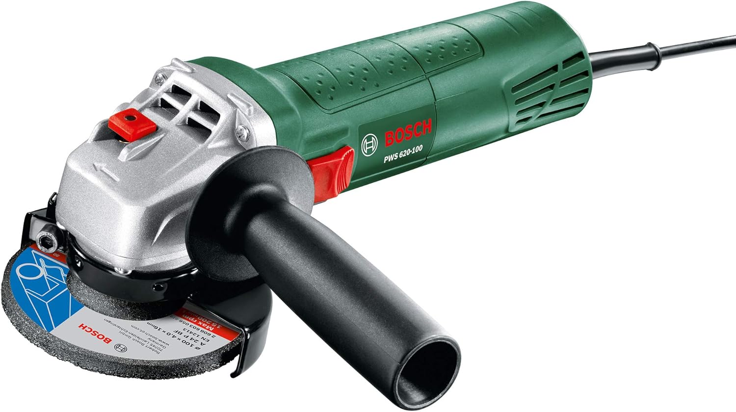 Bosch Home & Garden 620W Corded Electric Angle Grinder 100 mm Includes Grinding Disc, for Grinding, Cutting, Brushing and Sanding (PWS 620-100)