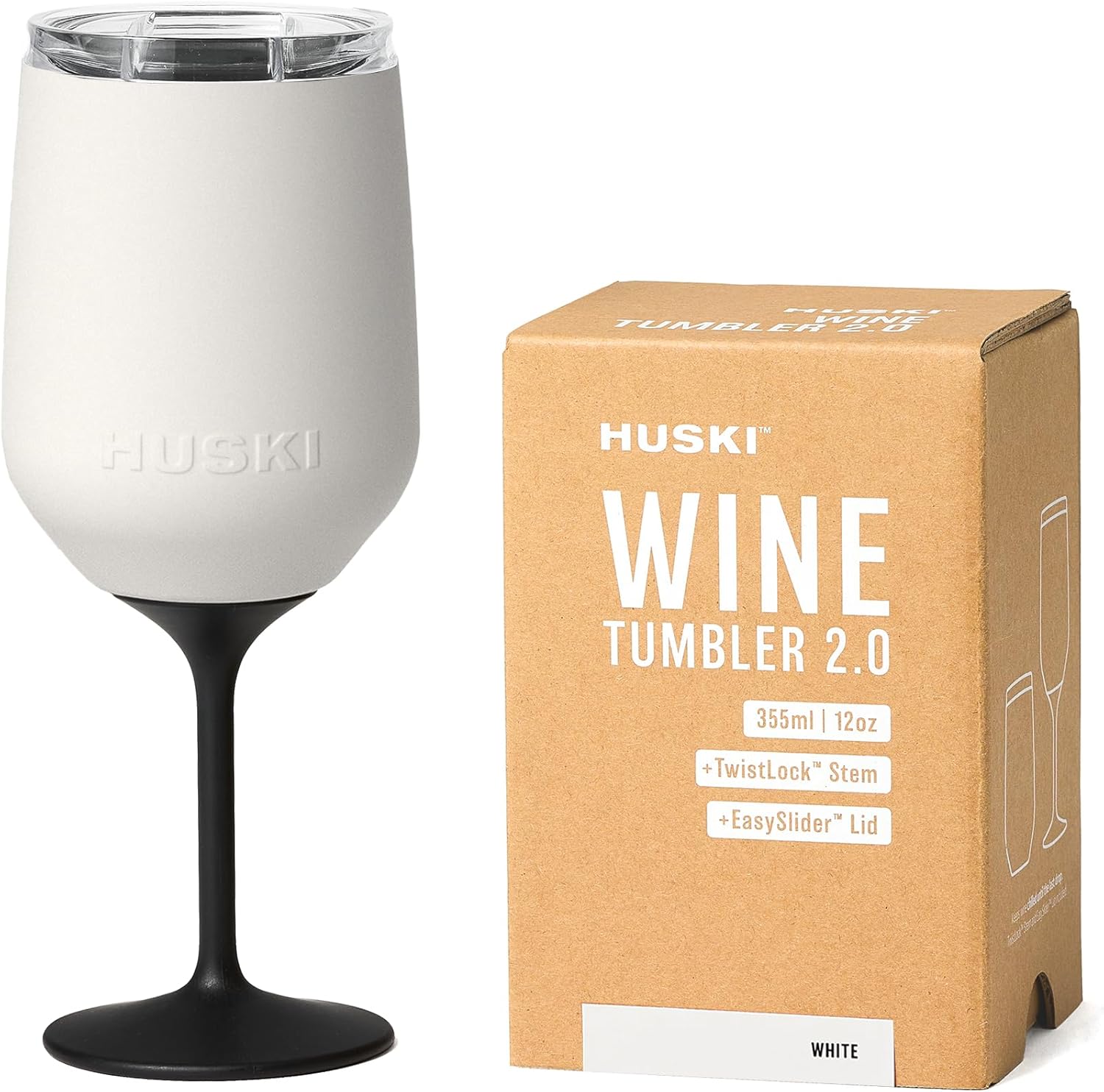 Huski Wine Tumbler 2.0 | New | Award-Winning Design with Detachable Stem | Premium Stainless Steel Wine Glass with Lid | Triple Insulated Tumbler | 355ml Capacity | Great Gift (Champagne)