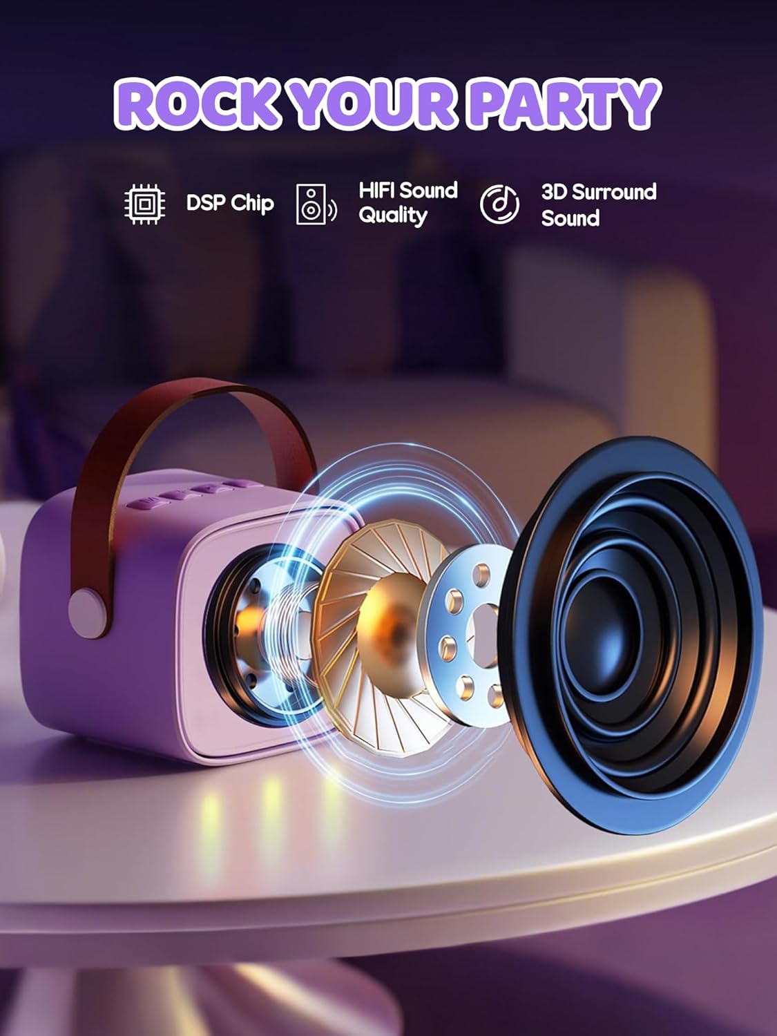 YLL Mini Karaoke Machine for Kids Adults, Portable Bluetooth Speaker with 2 Wireless Microphones,Toys Birthday Gifts for Girls Ages 4, 5, 6, 7, 8, 9, 10, 11, 12+ Years Old Toddler Teens (Pink)