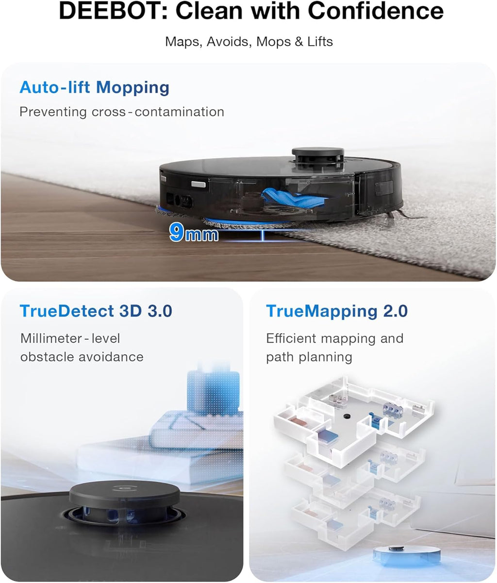 ECOVACS DEEBOT N20 Plus Robot Vacuum Cleaner and Mop,8000Pa Strong Suction,7-Week Dust Storage,Bagless Dust Bin,PureCyclone Tech,ZeroTangle Brush,300 Minutes Runtime