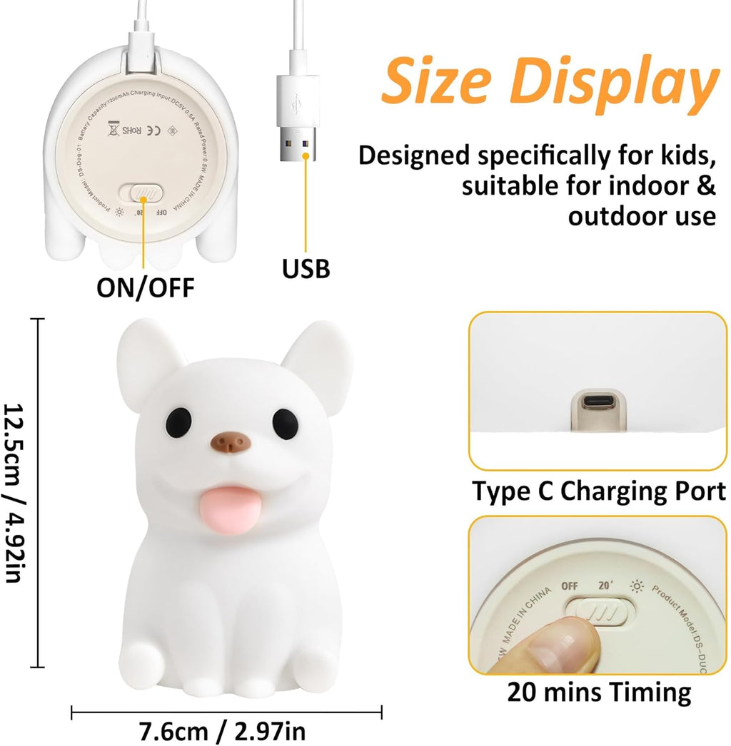 FULLOSUN Capybara Night Light, Cute Animal Soft Silicone LED Touch Lamp with Dimmable and Timer, Portable Rechargeable Toddler Bedroom Bedside Table Decor, Birthday Xmas Gifts for Kid Baby Boy Girl