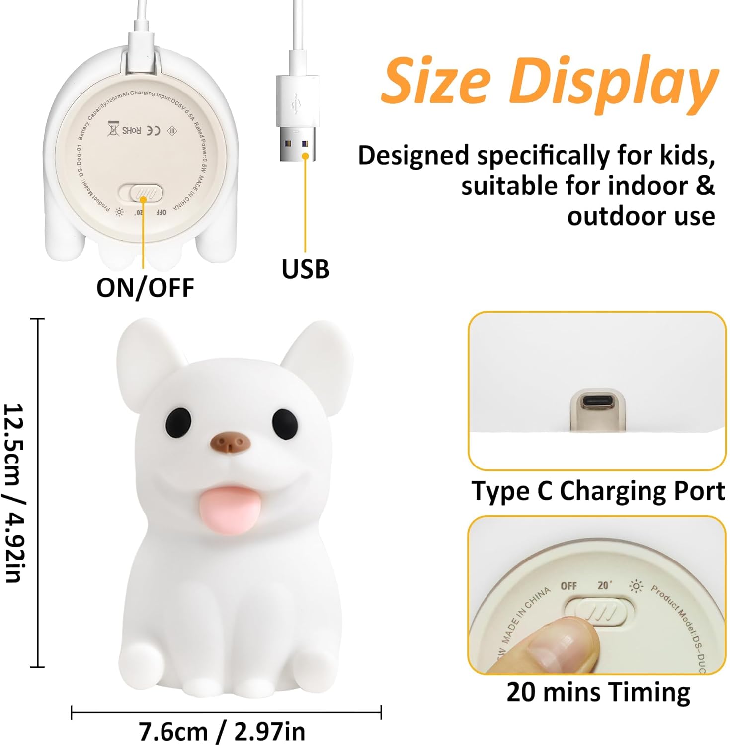 FULLOSUN Capybara Night Light, Cute Animal Soft Silicone LED Touch Lamp with Dimmable and Timer, Portable Rechargeable Toddler Bedroom Bedside Table Decor, Birthday Xmas Gifts for Kid Baby Boy Girl