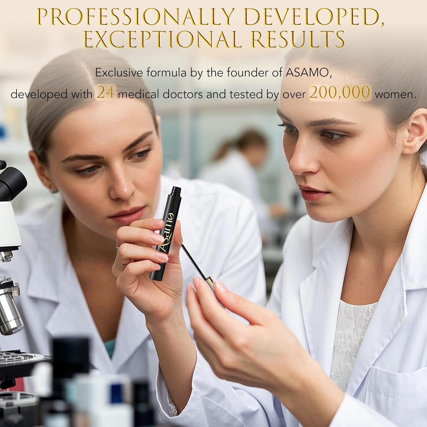 Eyelash Growth Serum – 15 Plant Extracts for Longer, Denser & Robust Lashes,Boosts Natural Lash Development,eyelash serum,Enhance Natural Beauty, Hypoallergenic Oil Free,lash growth serum（PURE GOLD）