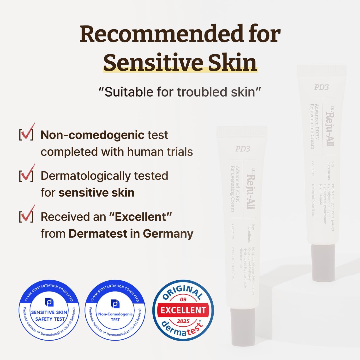 Dr. Reju-All Advanced PDRN Rejuvenating Cream - 99% Pure Salmon DNA PDRN Face Moisturizer - Korean Skin Care Face Cream - 20ml