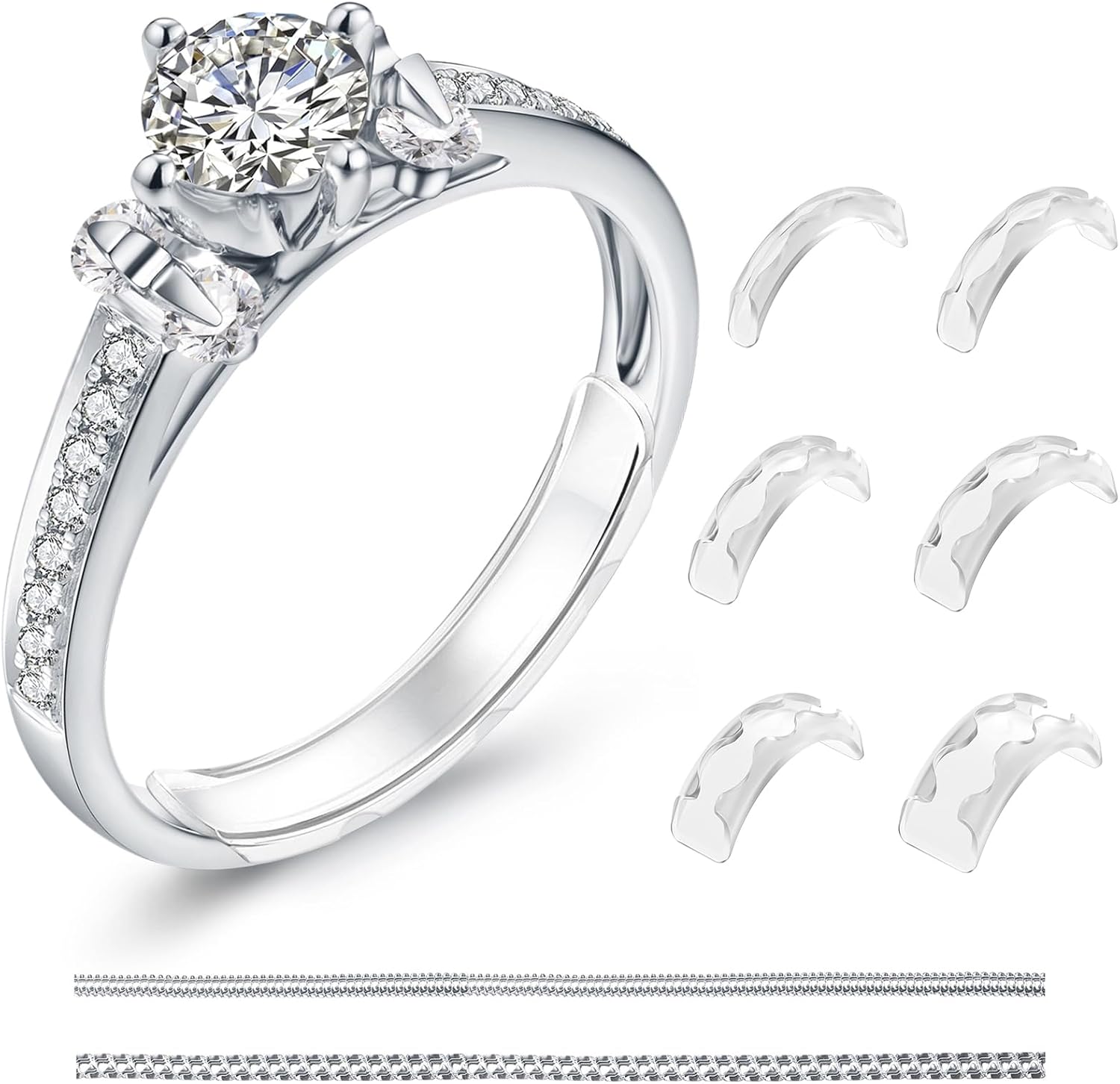 Eiito Ring Size Adjuster - Invisible Ring Guards - 6 Sizes Fitter, Resizer for Loose Rings