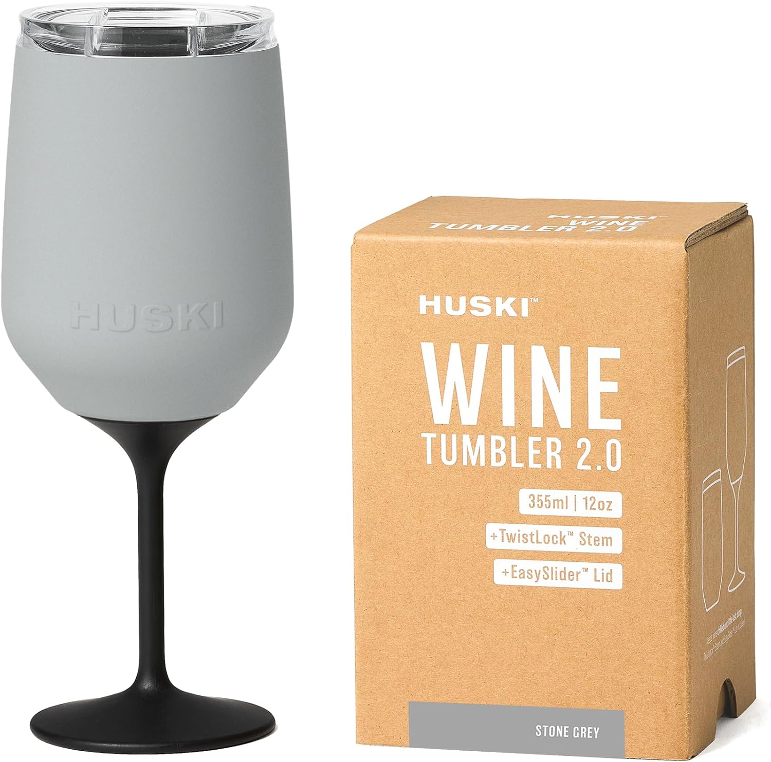 Huski Wine Tumbler 2.0 | New | Award-Winning Design with Detachable Stem | Premium Stainless Steel Wine Glass with Lid | Triple Insulated Tumbler | 355ml Capacity | Great Gift (Champagne)