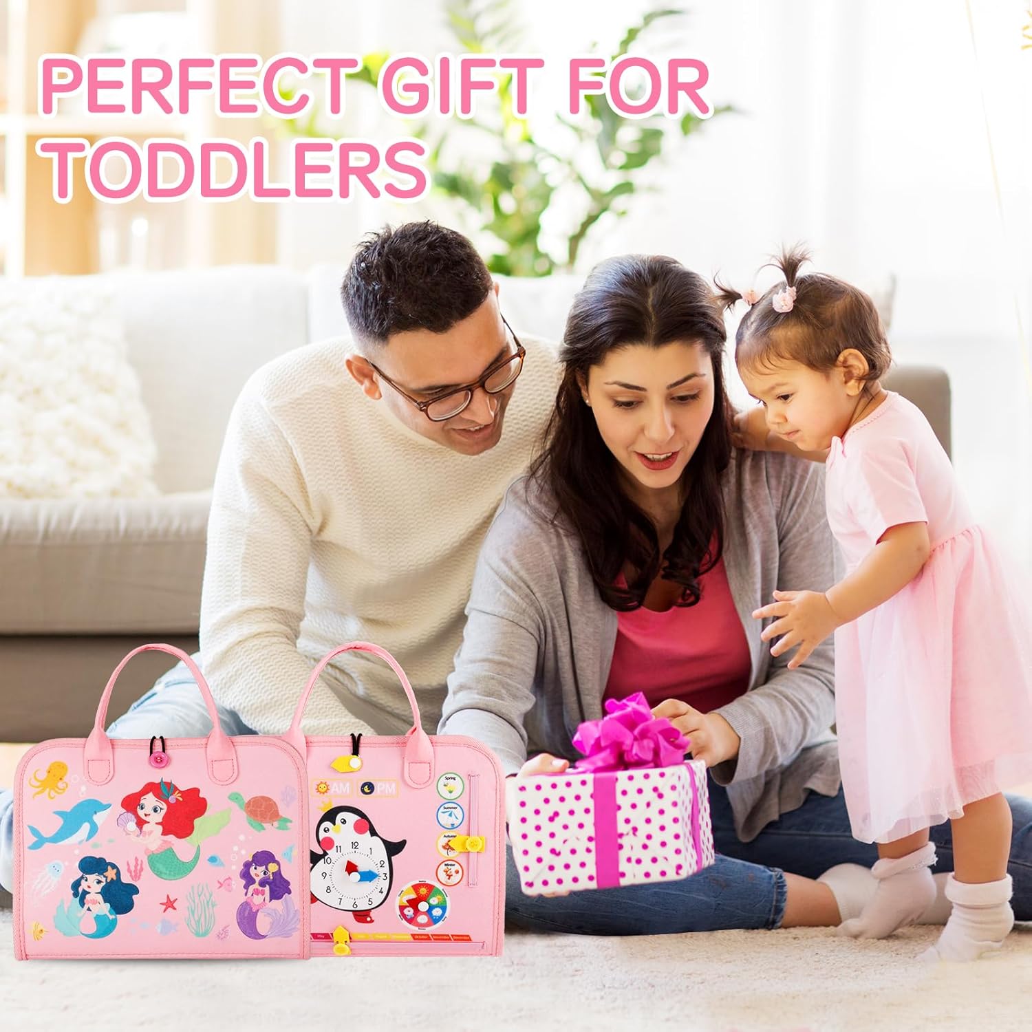 UltraCozy Busy Board, Montessori Toys for Toddlers, Toddler Sensory Toys Preschool Educational Busy Book Travel for Toddlers 3 4 5 Year Old Girls Boys Plane Car Activities Baby Quiet Book (Blue)