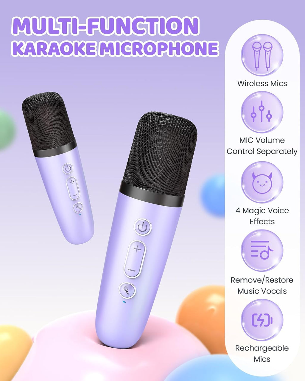 YLL Mini Karaoke Machine for Kids Adults, Portable Bluetooth Speaker with 2 Wireless Microphones,Toys Birthday Gifts for Girls Ages 4, 5, 6, 7, 8, 9, 10, 11, 12+ Years Old Toddler Teens (Pink)