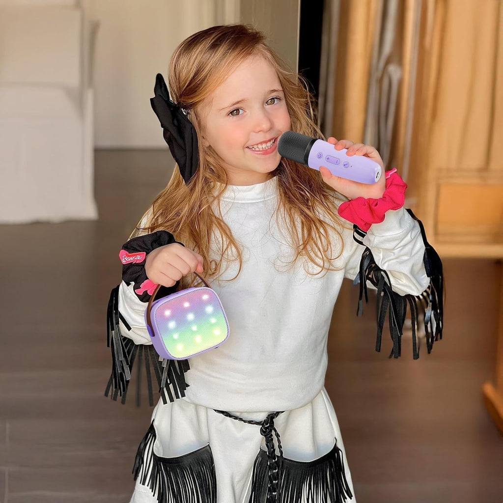 YLL Mini Karaoke Machine for Kids Adults, Portable Bluetooth Speaker with 2 Wireless Microphones,Toys Birthday Gifts for Girls Ages 4, 5, 6, 7, 8, 9, 10, 11, 12+ Years Old Toddler Teens (Pink)