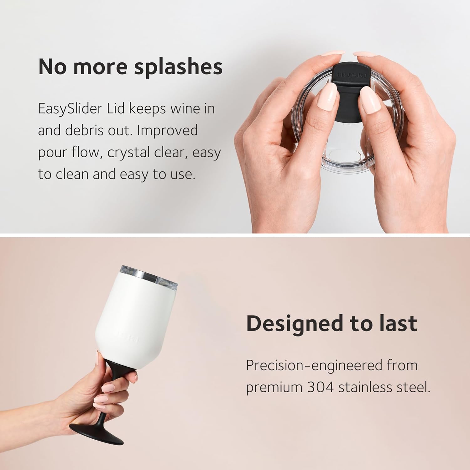 Huski Wine Tumbler 2.0 | New | Award-Winning Design with Detachable Stem | Premium Stainless Steel Wine Glass with Lid | Triple Insulated Tumbler | 355ml Capacity | Great Gift (Champagne)