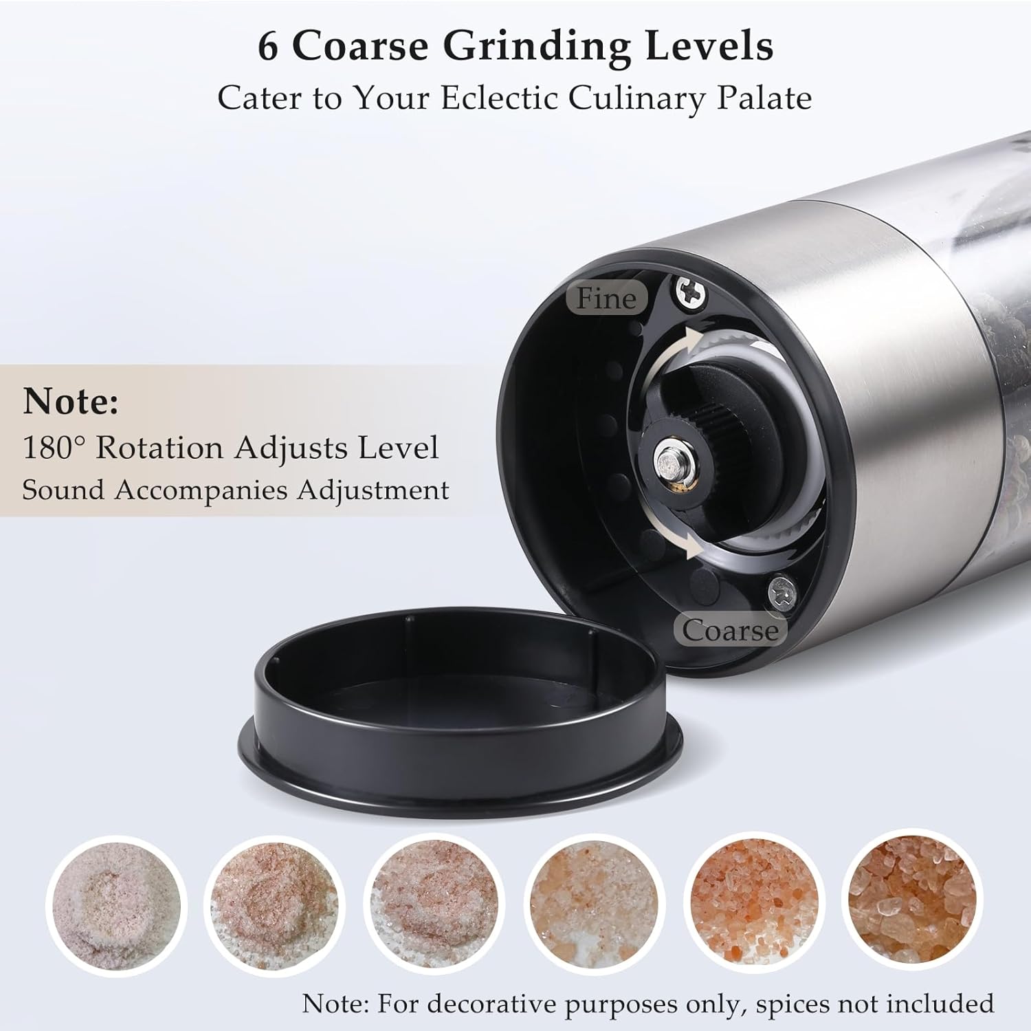 Electric Salt and Pepper Grinder Set, USB Rechargeable, Automatic Salt and Pepper Mill with Adjustable Coarseness, Electric Pepper Shakers, LED Light, Refillable, Kitchen Gadgets (2 Packs, Black)