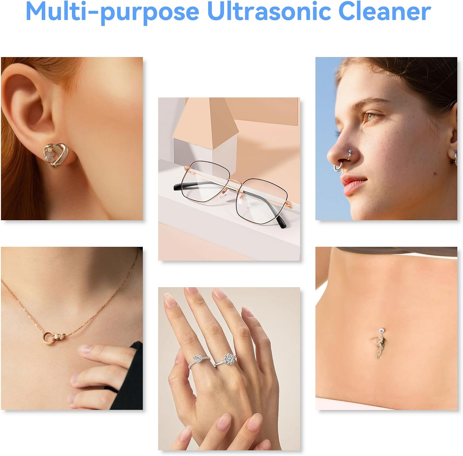 KUNPHY Ultrasonic Jewelry Cleaner, Jewellry Cleaner Machine 350ml 46KHz, Professional Sonic Cleaner with One-Touch Operation, Ultrasonic Cleaner for Rings, Glasses, Jewelry, Dentures