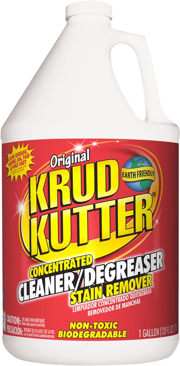 Krud Kutter Original Cleaner & Degreaser – All-Purpose, Biodegradable Stain Remover for Grease, Grime, Paint, & Tar, Safe for Use on Appliances, Walls, Upholstery & More, 3.78 Litre