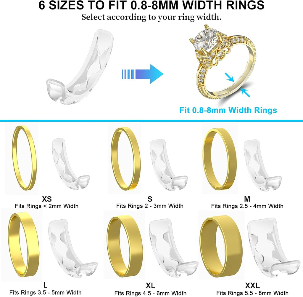 Eiito Ring Size Adjuster - Invisible Ring Guards - 6 Sizes Fitter, Resizer for Loose Rings