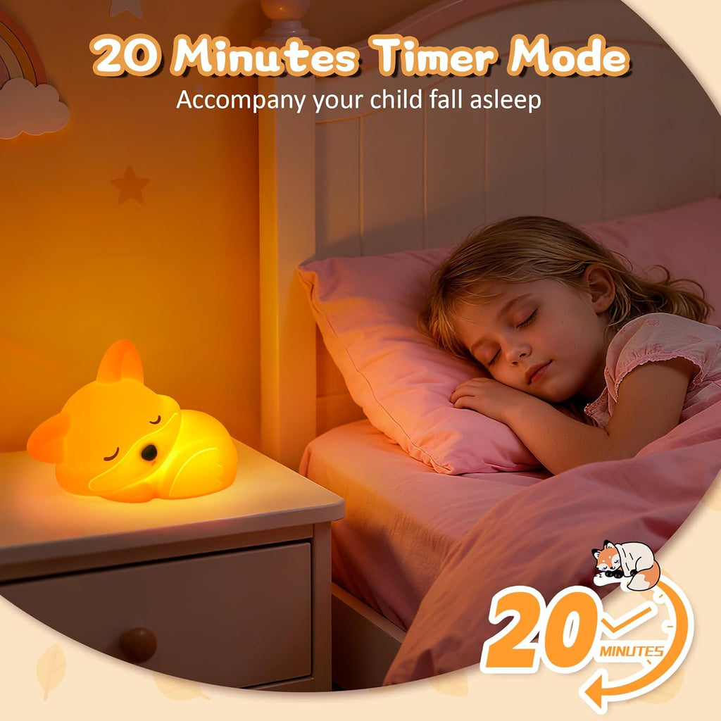 FULLOSUN Capybara Night Light, Cute Animal Soft Silicone LED Touch Lamp with Dimmable and Timer, Portable Rechargeable Toddler Bedroom Bedside Table Decor, Birthday Xmas Gifts for Kid Baby Boy Girl