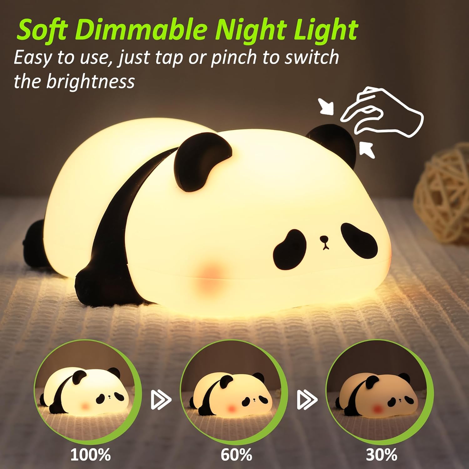 FULLOSUN Capybara Night Light, Cute Animal Soft Silicone LED Touch Lamp with Dimmable and Timer, Portable Rechargeable Toddler Bedroom Bedside Table Decor, Birthday Xmas Gifts for Kid Baby Boy Girl