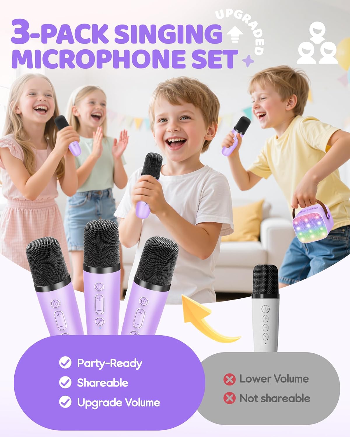 YLL Mini Karaoke Machine for Kids Adults, Portable Bluetooth Speaker with 2 Wireless Microphones,Toys Birthday Gifts for Girls Ages 4, 5, 6, 7, 8, 9, 10, 11, 12+ Years Old Toddler Teens (Pink)