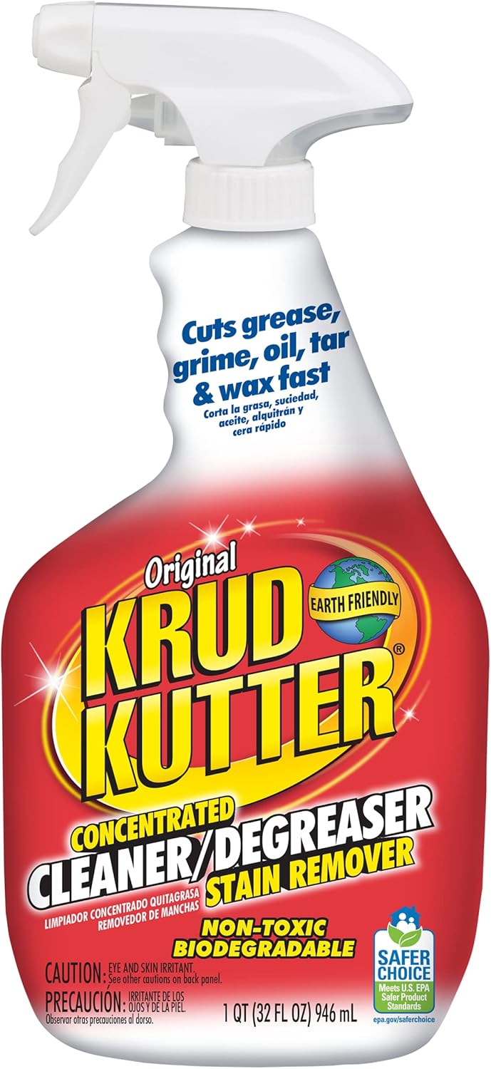Krud Kutter Original Cleaner & Degreaser – All-Purpose, Biodegradable Stain Remover for Grease, Grime, Paint, & Tar, Safe for Use on Appliances, Walls, Upholstery & More, 3.78 Litre