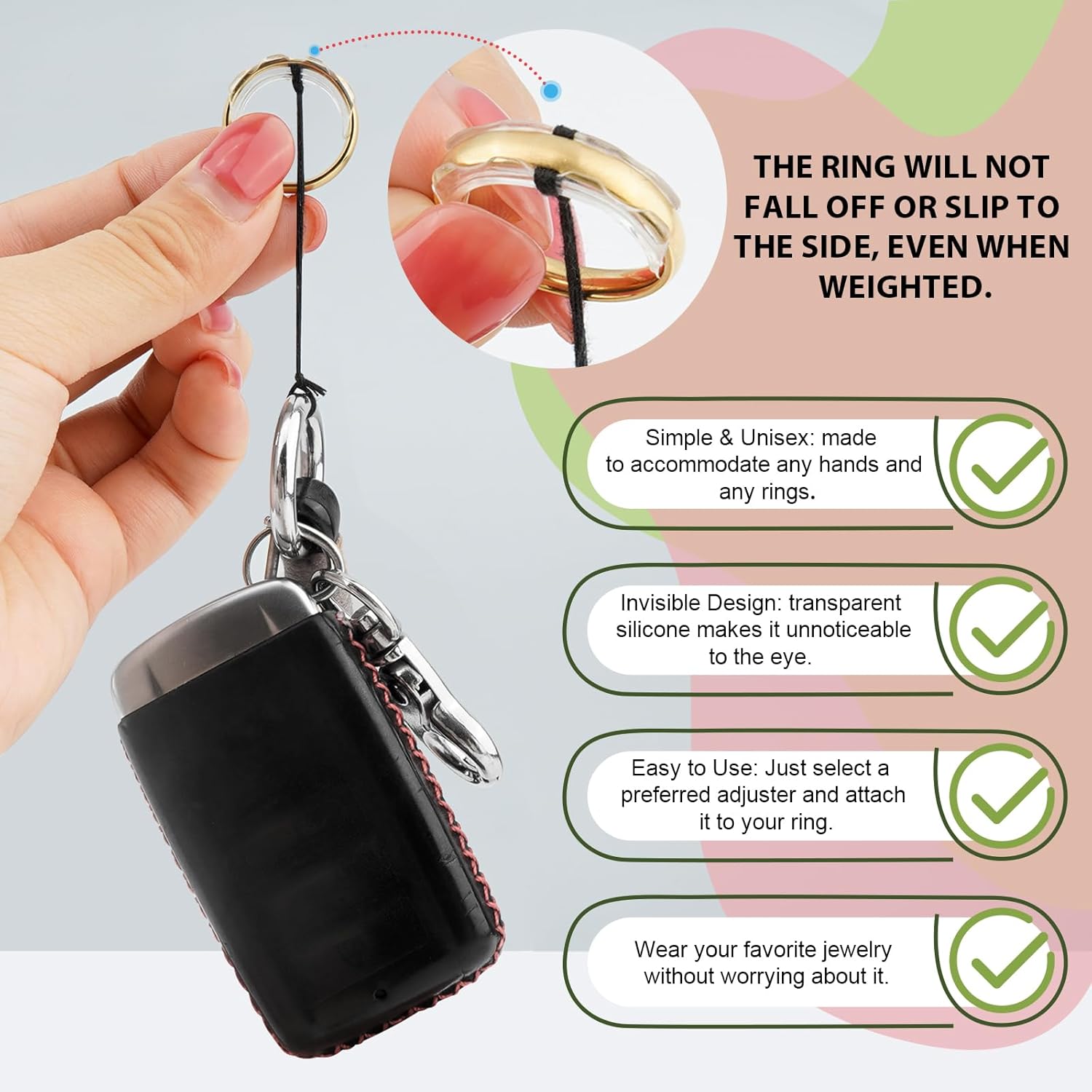 Eiito Ring Size Adjuster - Invisible Ring Guards - 6 Sizes Fitter, Resizer for Loose Rings