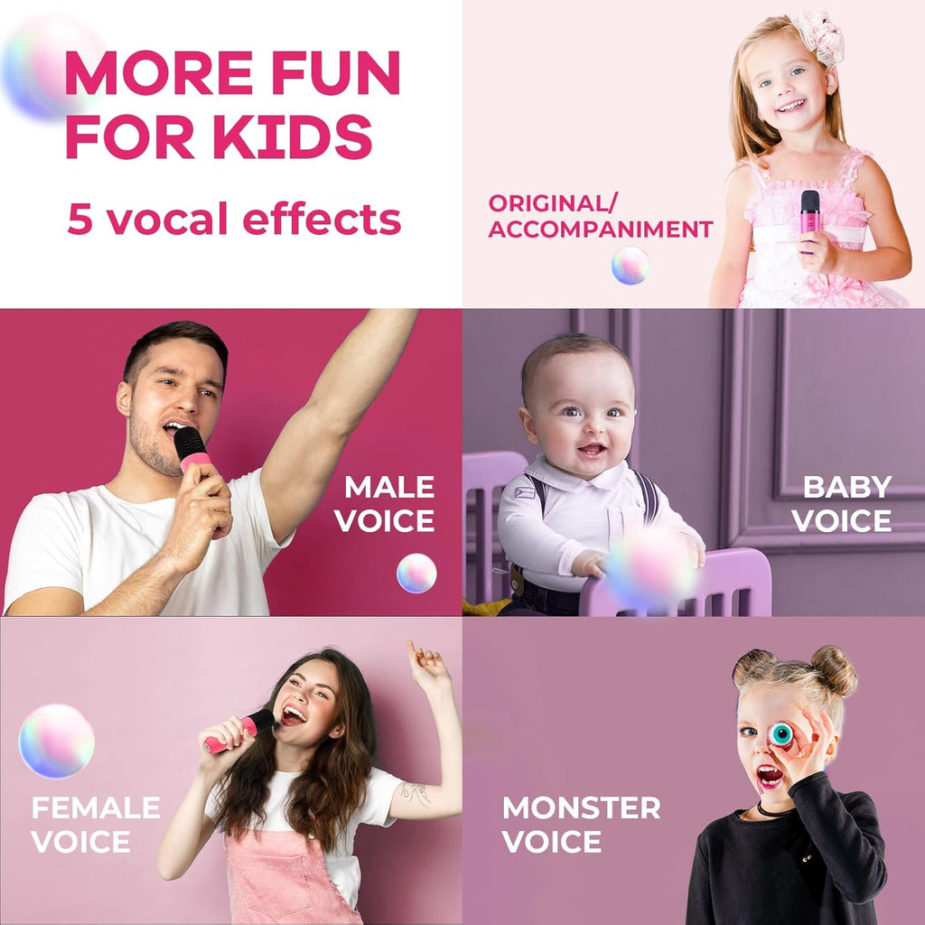 YLL Mini Karaoke Machine for Kids Adults, Portable Bluetooth Speaker with 2 Wireless Microphones,Toys Birthday Gifts for Girls Ages 4, 5, 6, 7, 8, 9, 10, 11, 12+ Years Old Toddler Teens (Pink)