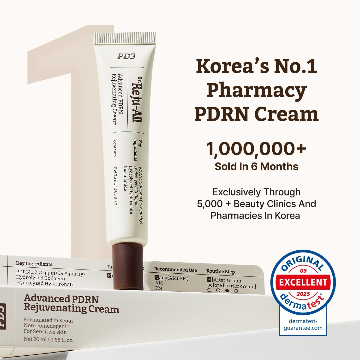 Dr. Reju-All Advanced PDRN Rejuvenating Cream - 99% Pure Salmon DNA PDRN Face Moisturizer - Korean Skin Care Face Cream - 20ml